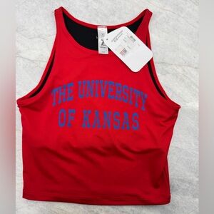 University of Kansas/KU cropped fitted tank. Built-in liner. Size xs. Red. NWT